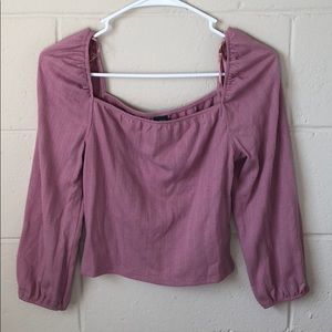 Pink Ribbed Drop Shoulder Wild Fable Top